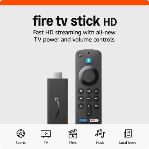 Amazon Fire TV Stick HD, free and live TV, Alexa Voice Remote, smart home controls, HD streaming Visit the Amazon Fire TV Store